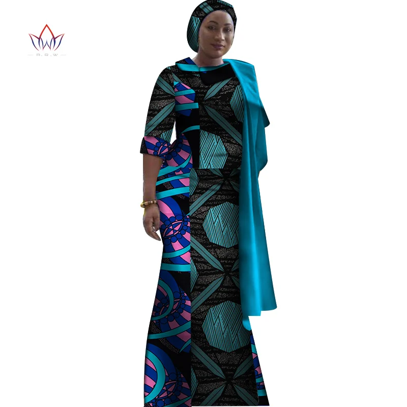 

2 Piece Set African Clothing Women Fashion White Lace Tops and Long Skirt Bazin Riche Africa Print Lady Party Skirt Set WY3885