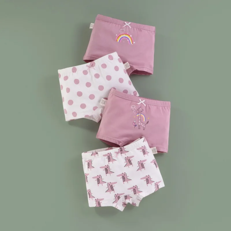 

4Pcs/Set Children Underwear Girls Panties Cotton Printed Boxer Children Briefs For Girl Shorts Baby Panties Kids Underwear 2-10T