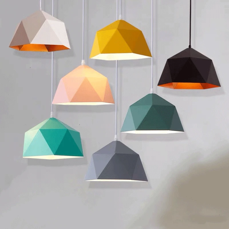 

E27 Macaron Color Iron Single Head Chandelier LED Chandelier Lamp Restaurant Light Living Room Decor Kitchen