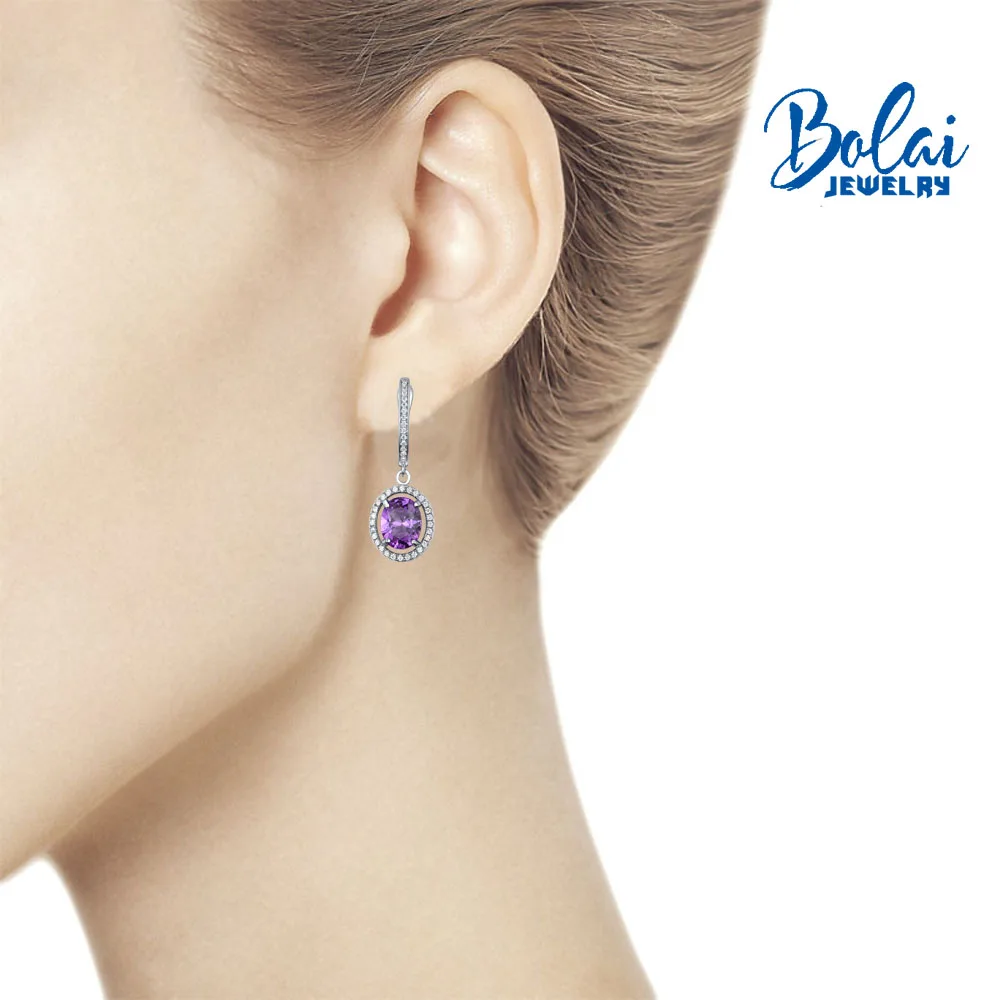 Bolaijewelry 925 серебряная серьга овальной формы 7*9 мм драгоценный камень для изменения цвета элегантный дизайн