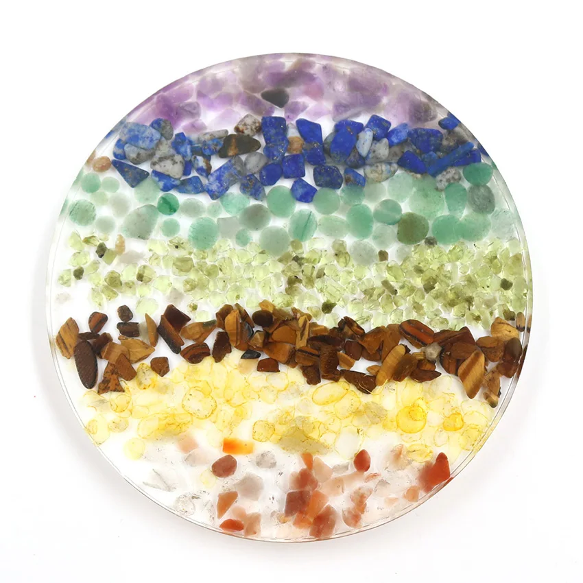 

FYJS уникальный Orgonite Радуга камня и смолы круглая подвеска Исцеления Чакра метафизическая бижутерия