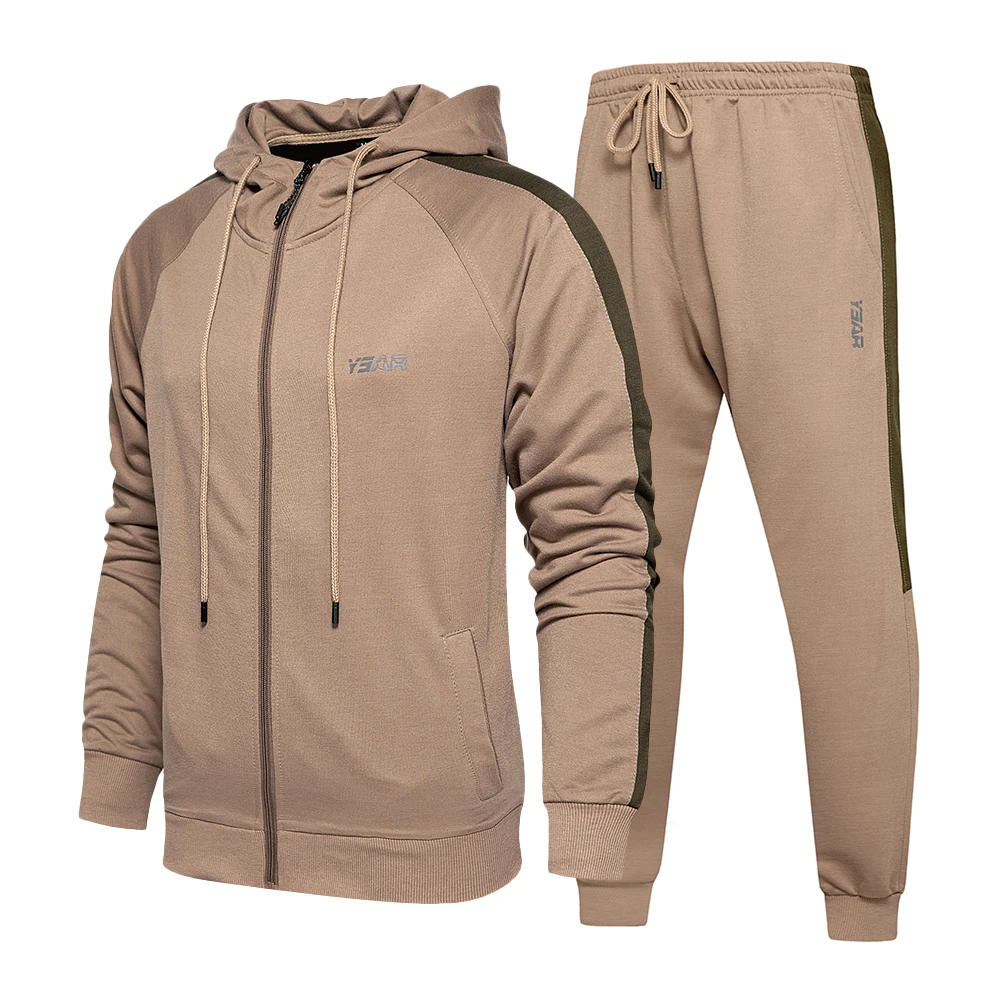 

Tracksuit Mens Casual Sportwear Men Cardigan Hoodies + Pants Fitness Two Pieces Set Sweatshirt Sweatpant Male Fashion Patchwork
