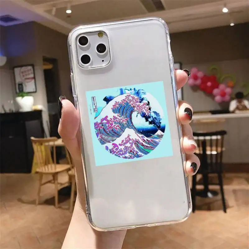 

Japan style The Big Wave of kanagawa Phone Case Transparent for iPhone 6 7 8 11 12 s mini pro X XS XR MAX Plus