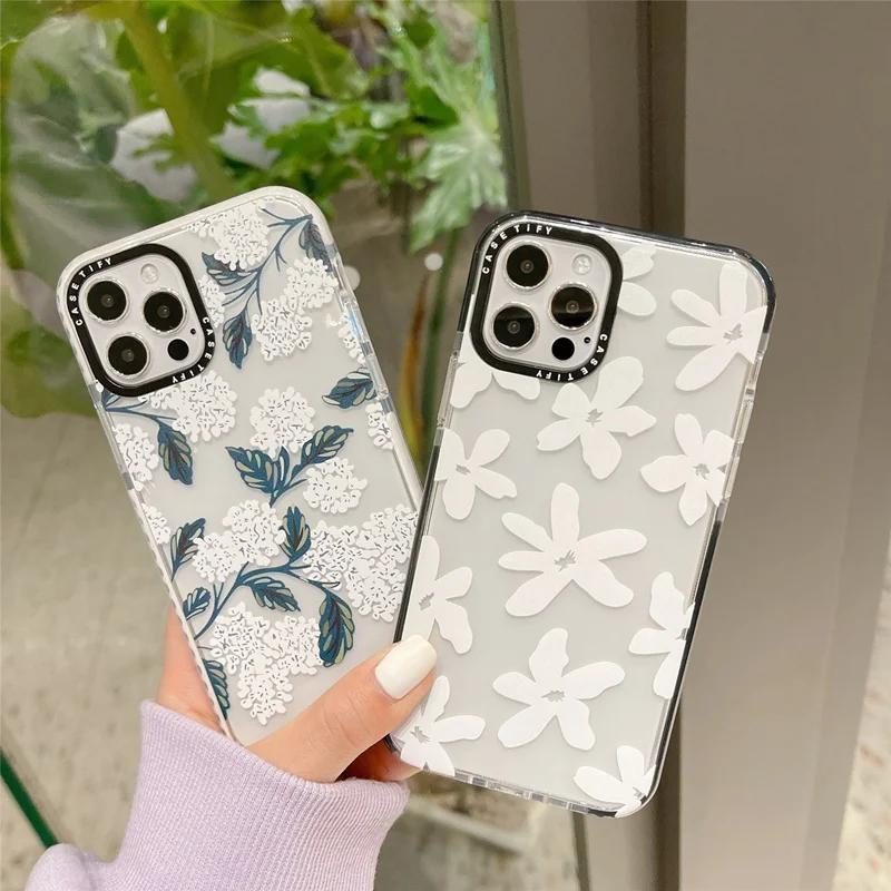 Модный прозрачный мягкий чехол для телефона с белыми цветами для iPhone 12 Mini 11 Pro Max SE 2020 7 8 Plus X XR XS Max, роскошный брендовый чехол