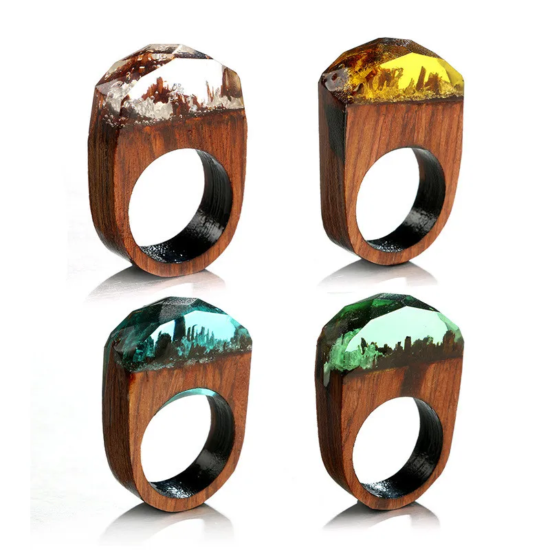 Ювелирное изделие ручной работы с деревянным полимерным кольцом крошечное