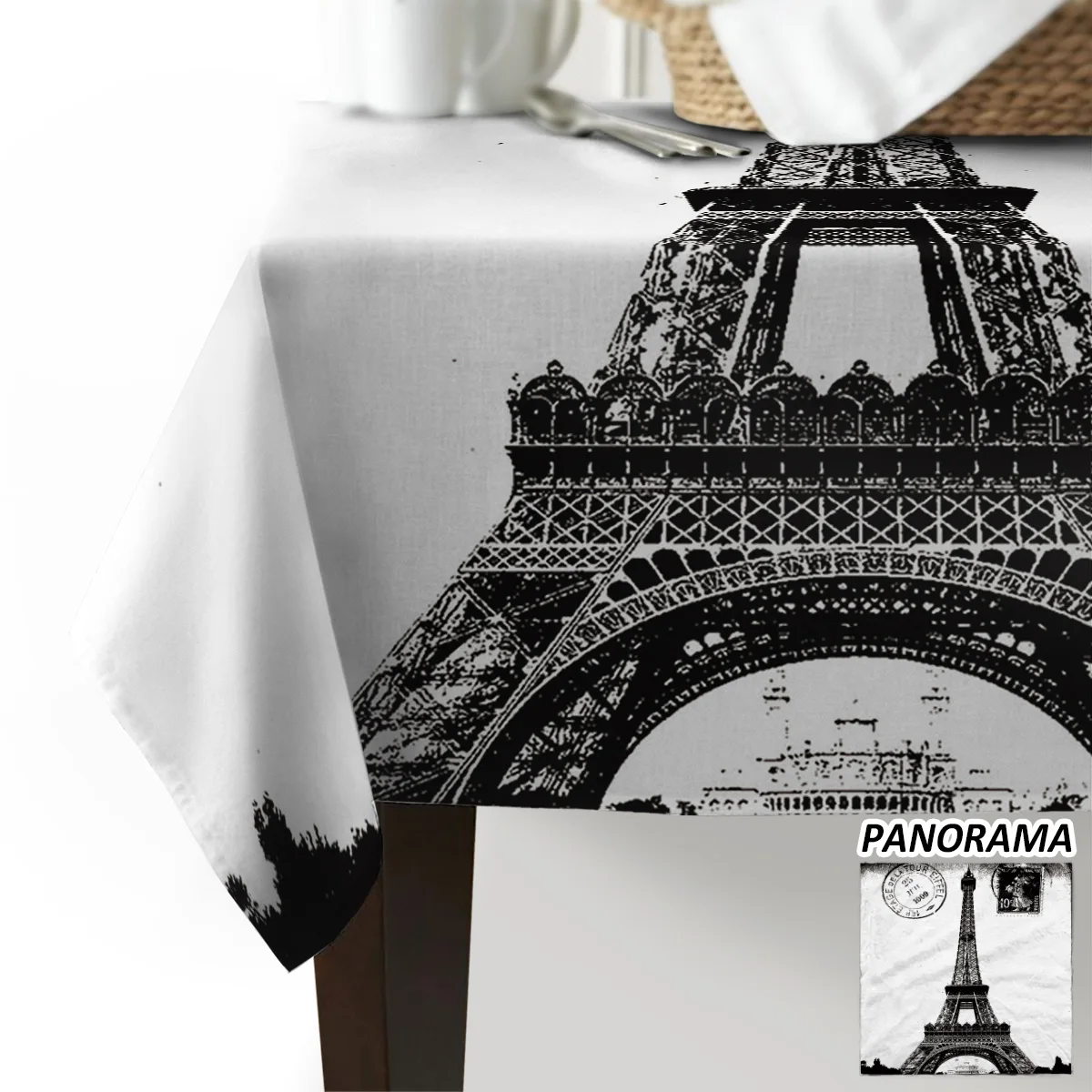 Ретро-марки Парижская башня черно-белые скатерти украшения элегантная скатерть