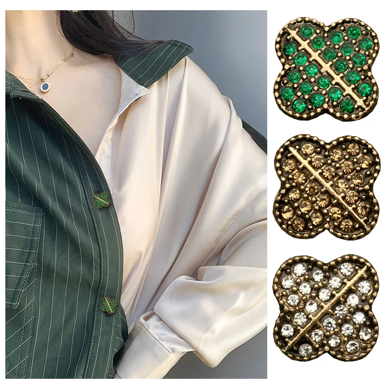 10 шт. винтажные золотые жемчужные стразы швейные пуговицы для свитера рубашки