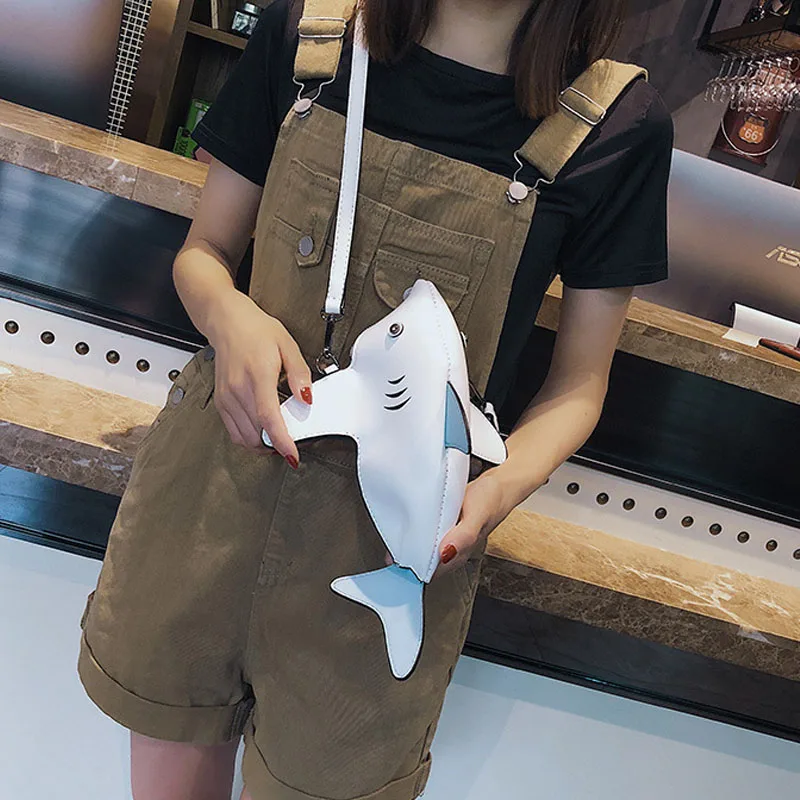 

Personality Ladies Shoulder Bag Strange Shark Crossbody Bag PU Leather Waterproof Portable Female Bag Travel Organizer