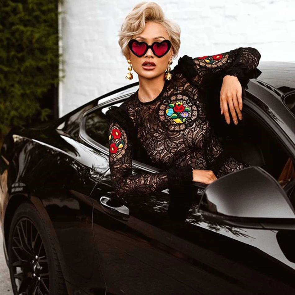 Новинка 2018 Женское зимнее черное кружевное платье соблазнительное женское с