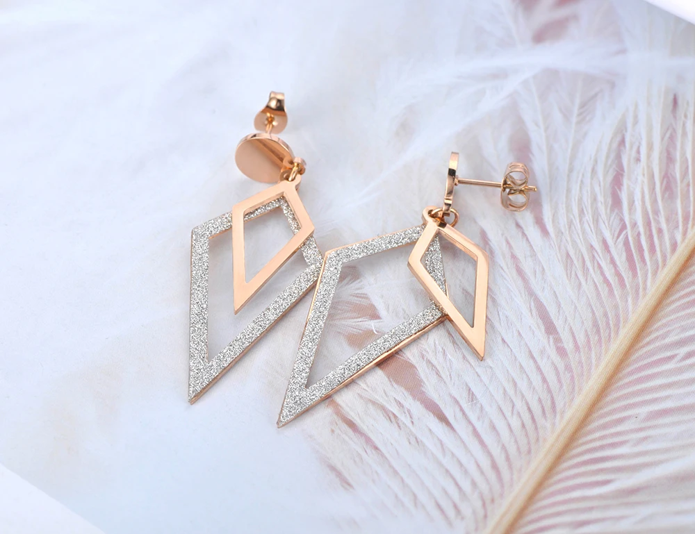 Женские серьги-гвоздики Lokaer ручной работы из нержавеющей стали и розового золота