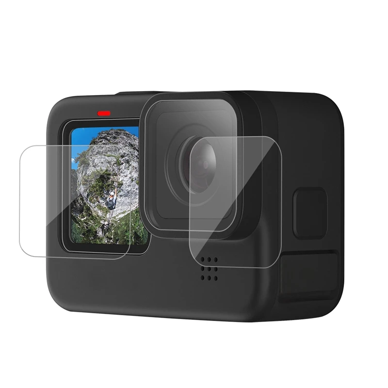 

TELESIN GP-FLM-901 Camera Lens Screen Display Protective Film for GoPro Hero 9 Black Clear Tempered Film Set Protector