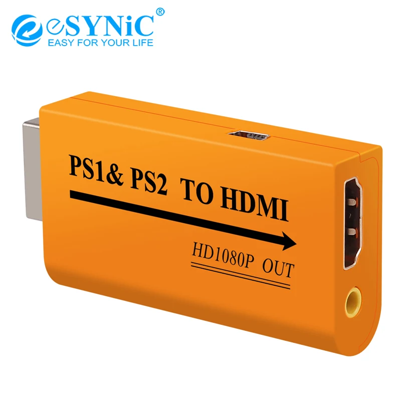 ESYNiC для PS1 PS2 в HDMI конвертер адаптер с 3 5 мм аудио разъем наушников фута кабель HDTV