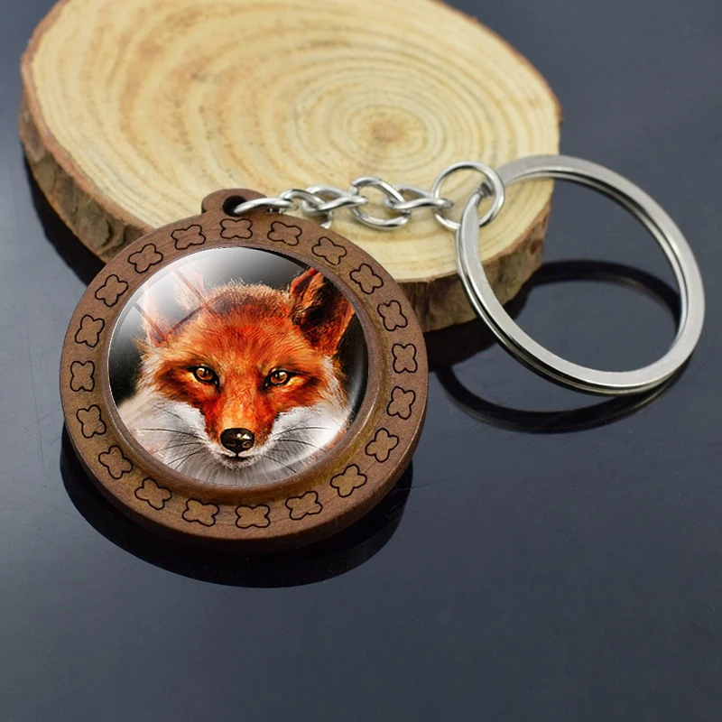 Деревянный брелок для ключей с изображением лисы деревянные брелки милой