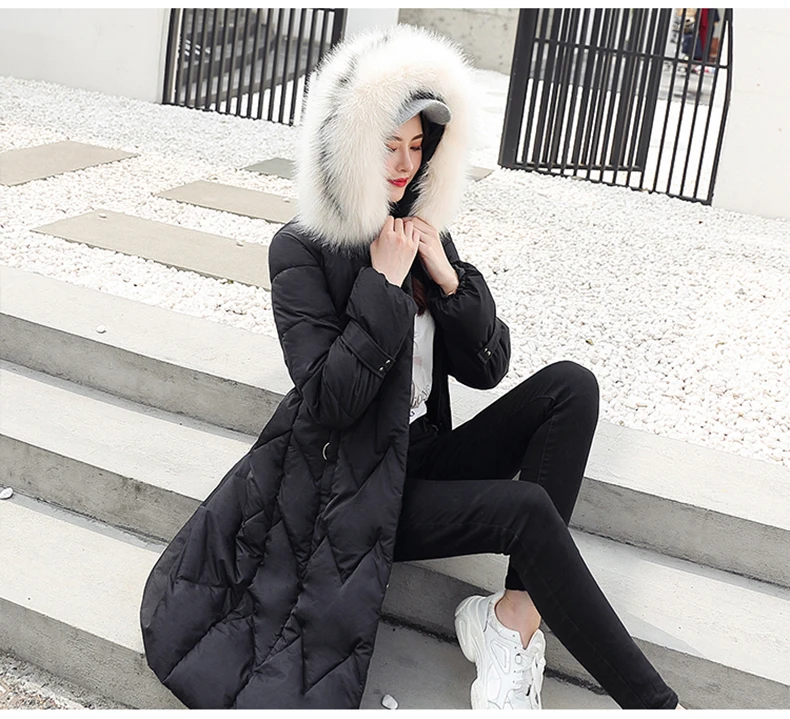 X-long parkas зимняя женская куртка-25 градусов тонкий толстый теплый зимний большой меховой воротник с капюшоном куртка пальто парки верхняя одежда куртка
