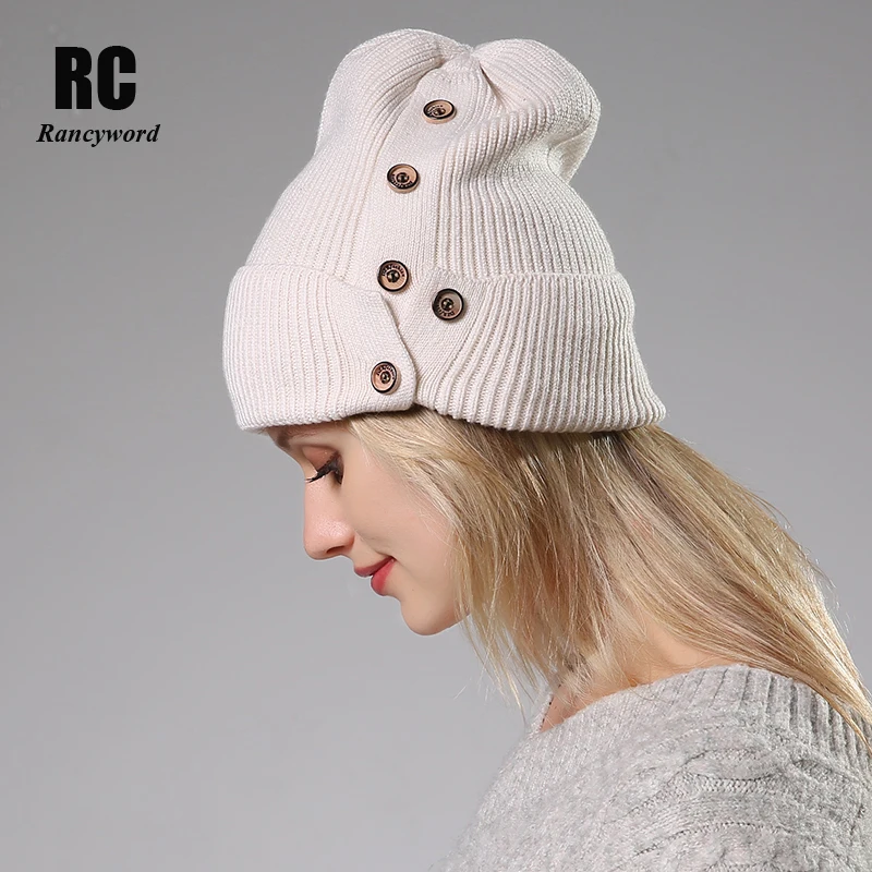 [Rancyword] Winter Hats For Women Wool Knitted Angora Hat Beanies Female Warm Rabbit Fur Skullies Beanie Girl RC2078-1 | Аксессуары для