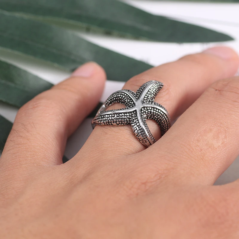 Горячая Распродажа Винтаж Морская звезда кольцо Для мужчин и женщин в готическом