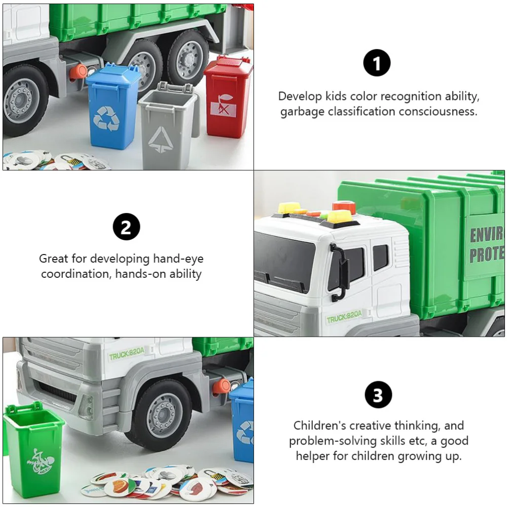 

1 Set of Garbage Truck Toys Garbage Sorter Kids Educational Toys with 40 Cards