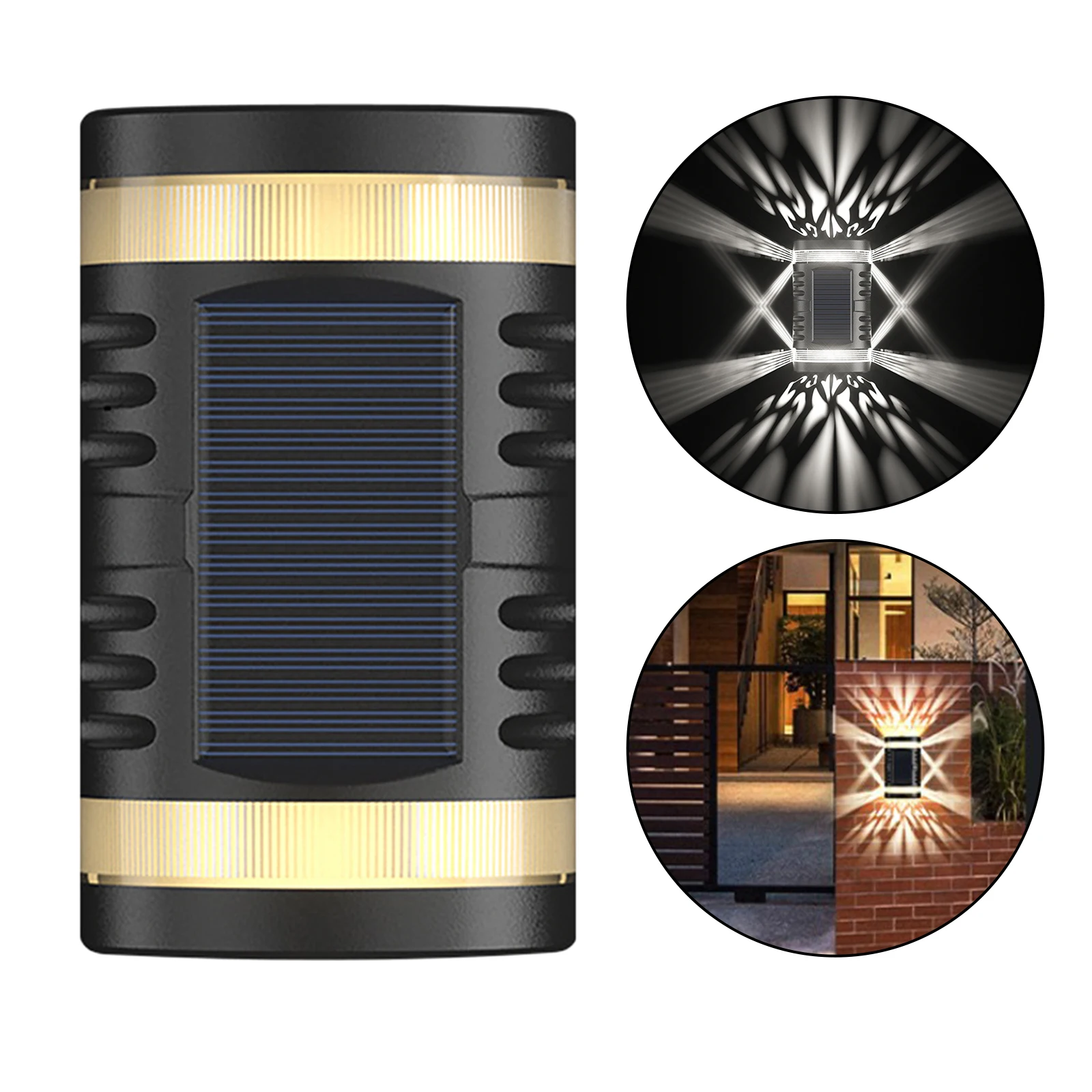 

Modern Up and Down Wall Lamp Solar Charging Socket Double Head Exterior Wall Fixtures Courtyard Automatically Lights IP65