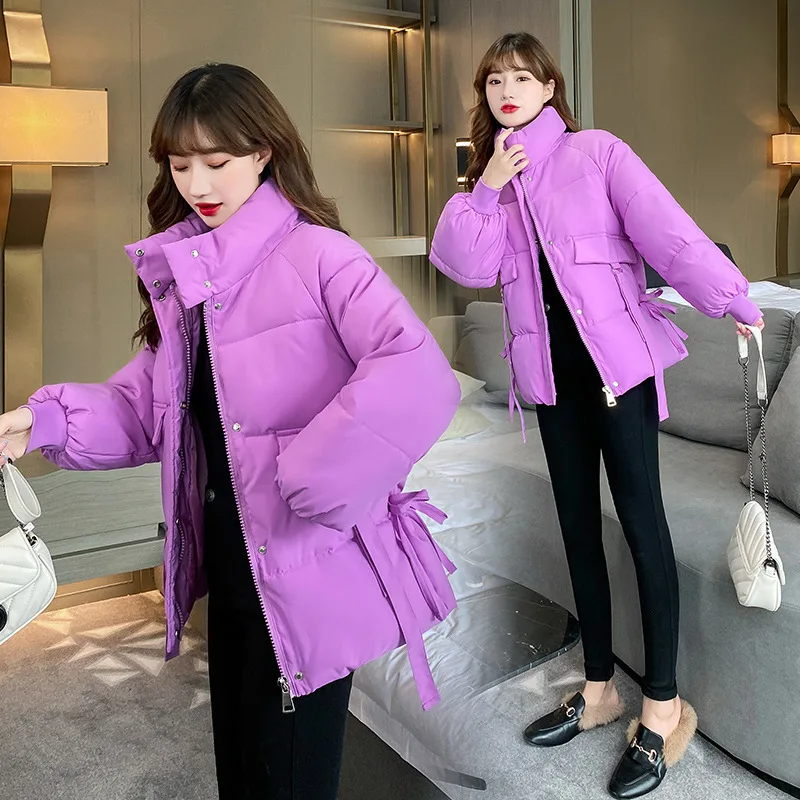 

Зимняя одежда для женщин Свободная Корейская короткая версия однотонное модное плотное хлопковое пальто Женская куртка Casaco Feminino Inverno