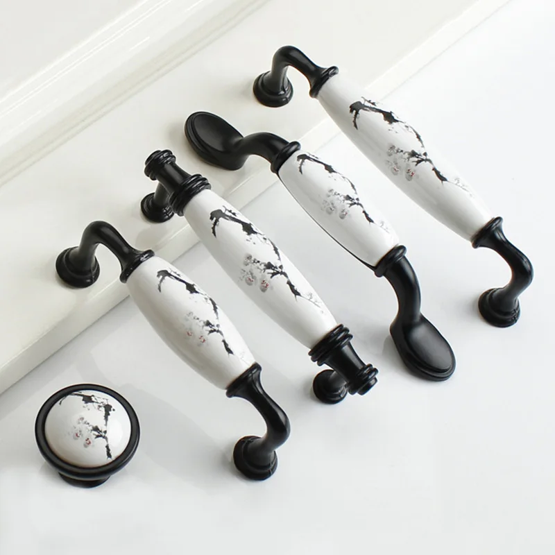 Кухонный шкаф керамика для одежды ручка ящика и тянет черная ретро элегантная