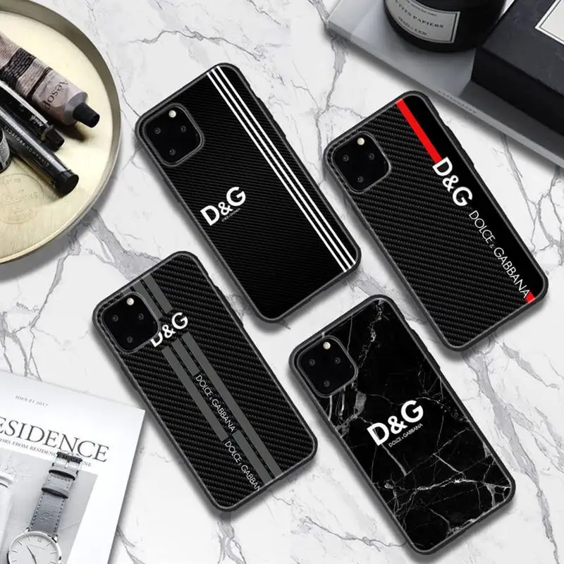 

Black Soft Phone Case For iPhone 13 Pro Max 12 Mini 11 SE 2020 6 6S 7 8 Plus XS X XR Fashion Brand Cover Case For D G