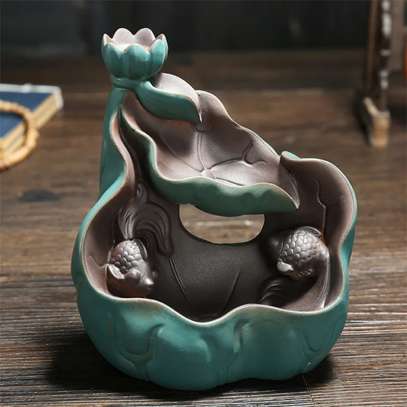 Курильница с зеленым лотосом для дома и офиса подставка благовоний Водопад