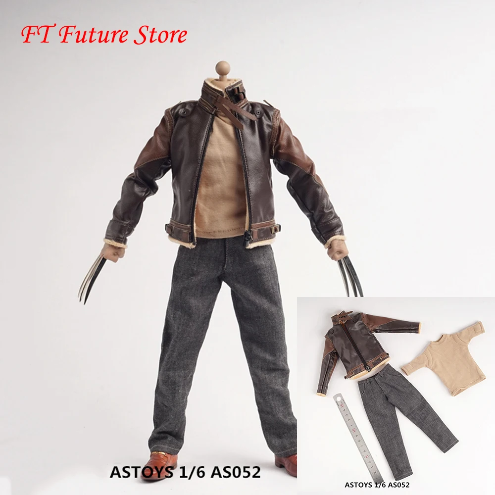 Мужской комплект аксессуаров для фигурок AS052 1/6 кожаный костюм джинсовый тела 12