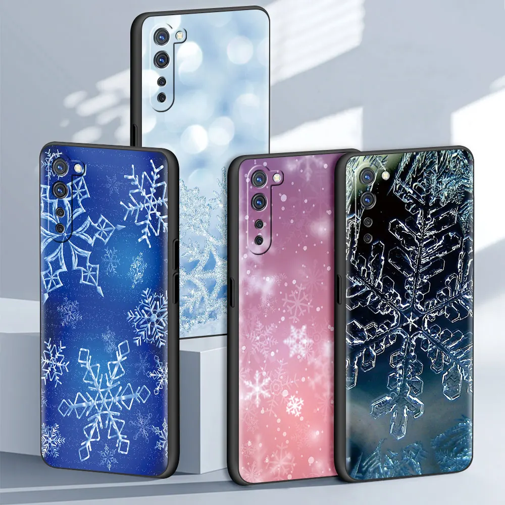 

Snow Flower Snowflake Case For Oppo A53 A9 2020 A93 A52 Find X2 Lite Reno 4 3 6 F11 Pro A94 4G Ace A95 K9 A74 5G TPU Phone Cover