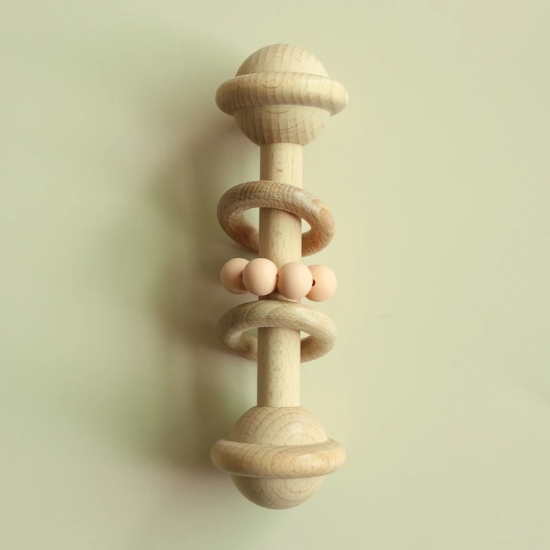 

3 Pcs/Set Baby Teething Bracelets Crochet Elk Soother Wooden Rattle Teether Toys 19QF