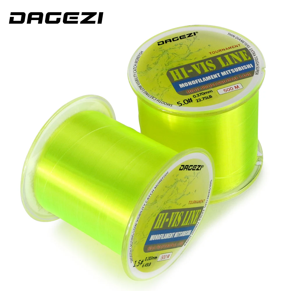 DAGEZI 500 м HI VIS однонитная леска 5 30LB тест супер сильная Профессиональный лески для