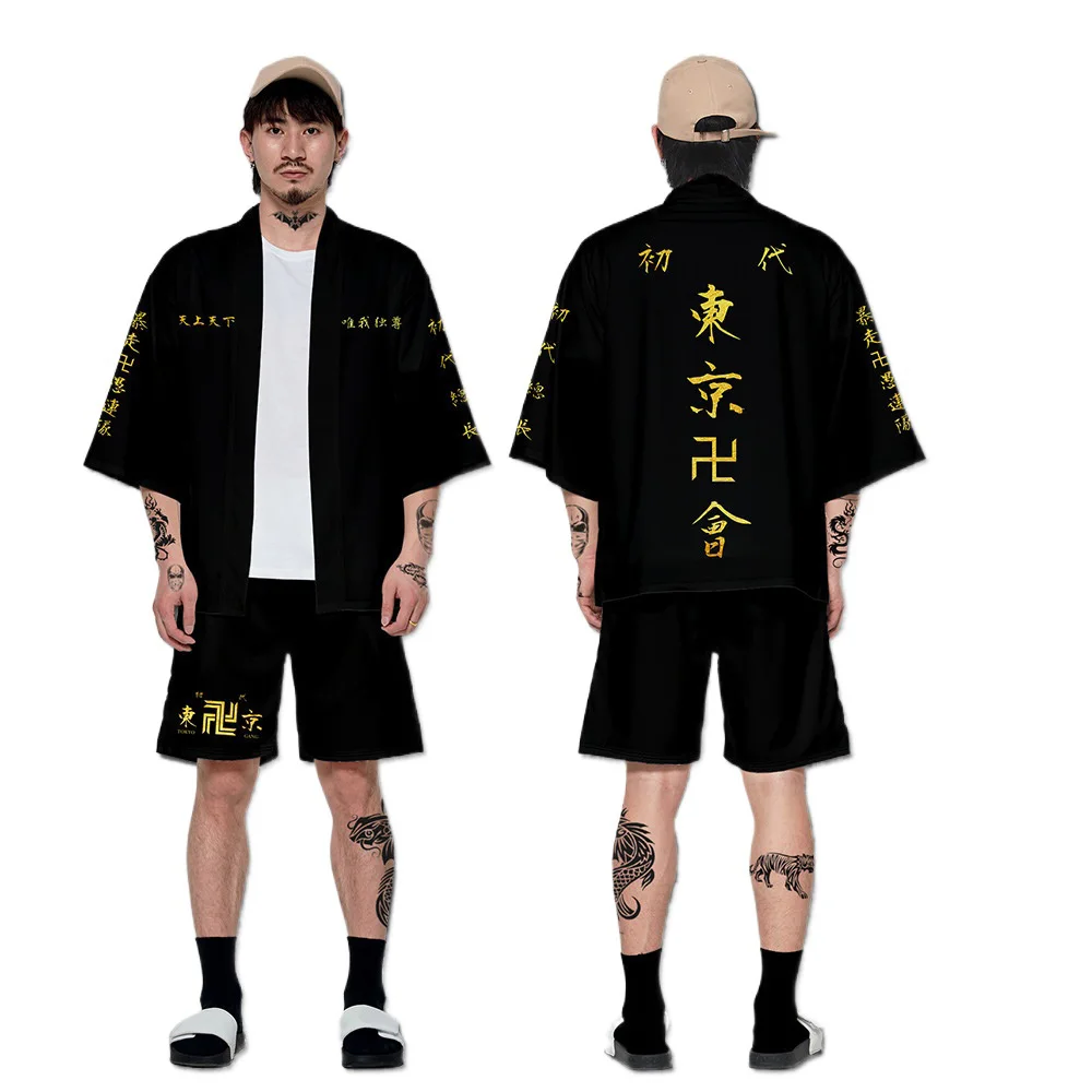 

Anime Tokyo Revengers T-shirt Hanagaki Takemichi Ken Ryuguji Cloak Tops Jackets Draken Haori Ryuguuji Ken Mikey Kimono Coats Men