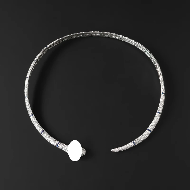 

S925 Sterling Silver White Spirit Snake-shape Collar Personality Fashion European And American Luxury Brand Monaco Jewelry