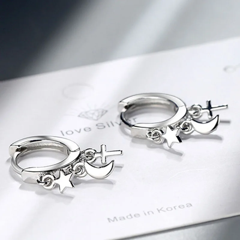 

Fashion Inlaid Zircon Star And Moon Small Hoop Earrings Fashion Earrings For Women Jewelry 1 Pair 2021 Brief Paragraph Fashion