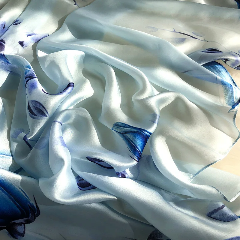 

Summer Beach Female Foulard New Silk Scarf For Women/Ladies Long Soft Flower Printing Wraps and Shawls