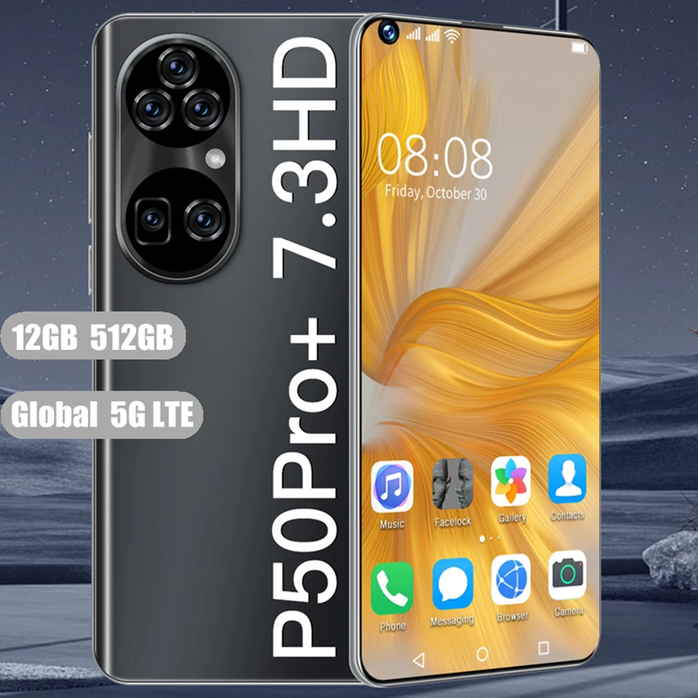 

Global Version P50 Pro+ 7.3Inch OLED Screen 12GB 512GB Android 11 Smartphone Alloy 32MP Camera 5G LTE Dual SIM Card Cell Phone