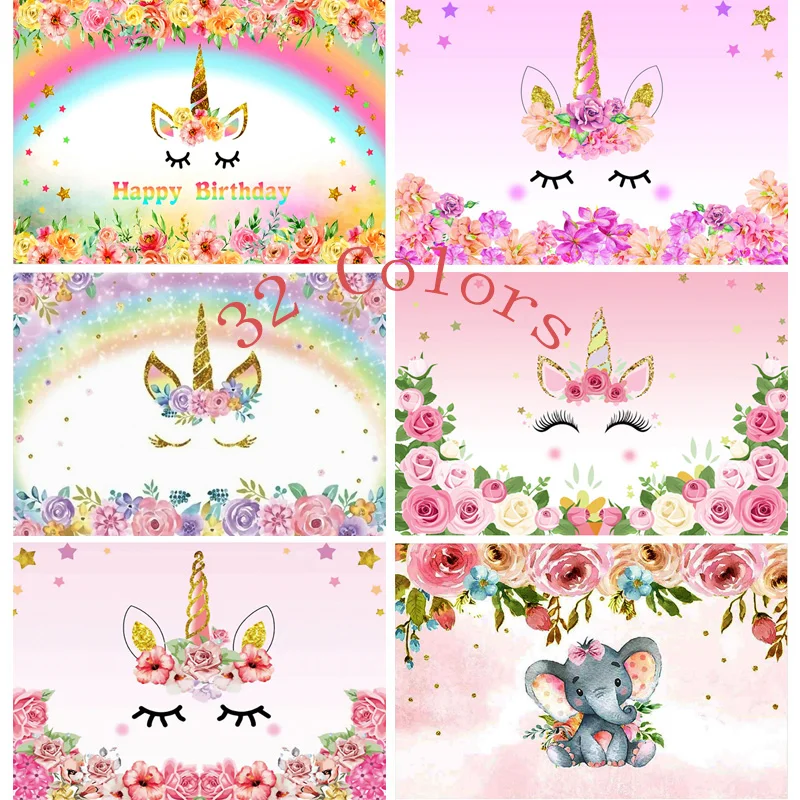 

Unicorn Background For Photography Birthday Party Flower Balloon Baby Poster Photography Backdrop Photo Studio 210519-31