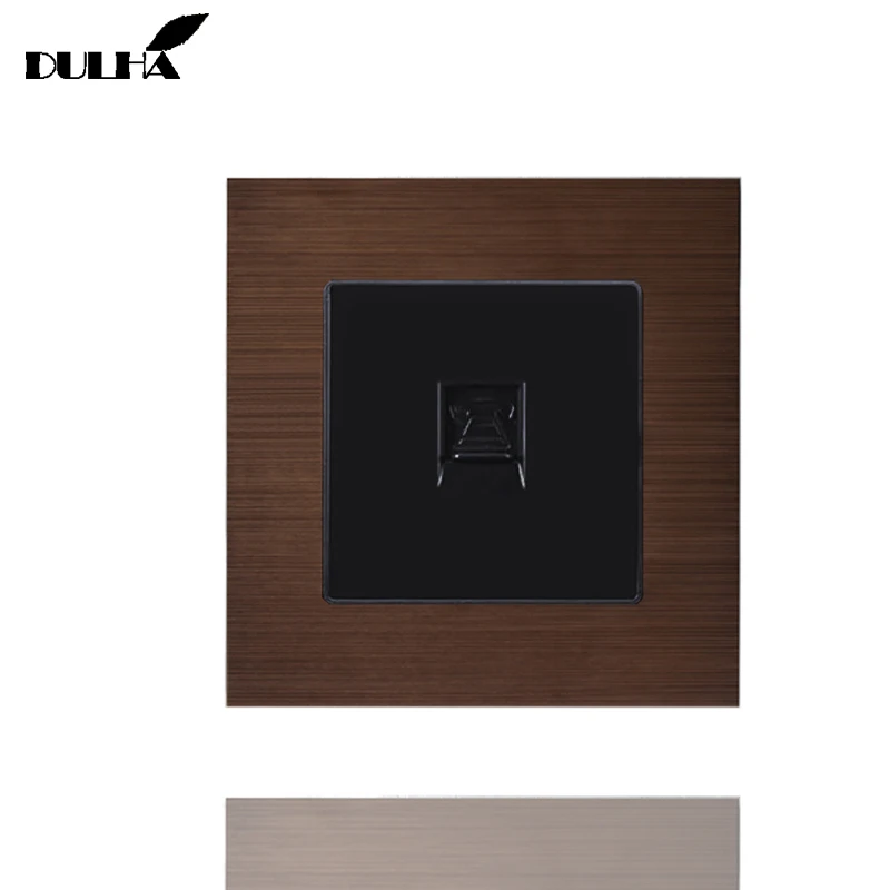 Brushed Aluminum Satin Metal Panel Telephone Wall Socket UK US EU Standard Wiring Phone Electric Tel RJ11 Port Jack Plug Outlet |