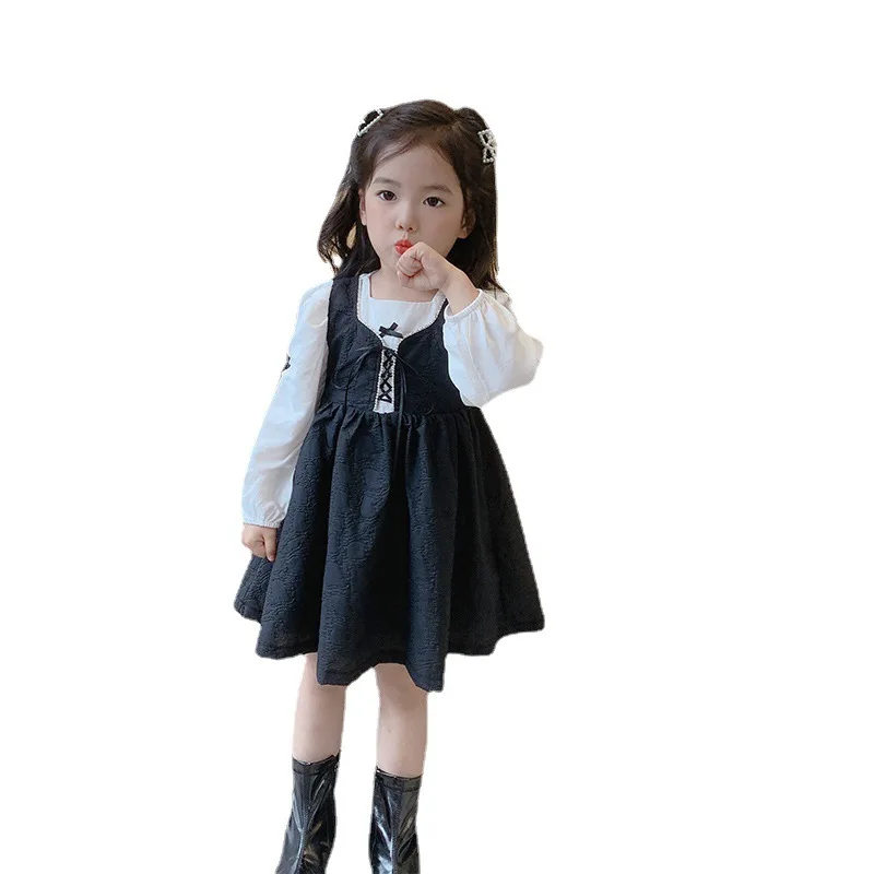 

Новое Осеннее корейское детское платье принцессы, юбка для детей среднего и маленького возраста, платье для девочек, осенний стиль принцесс...