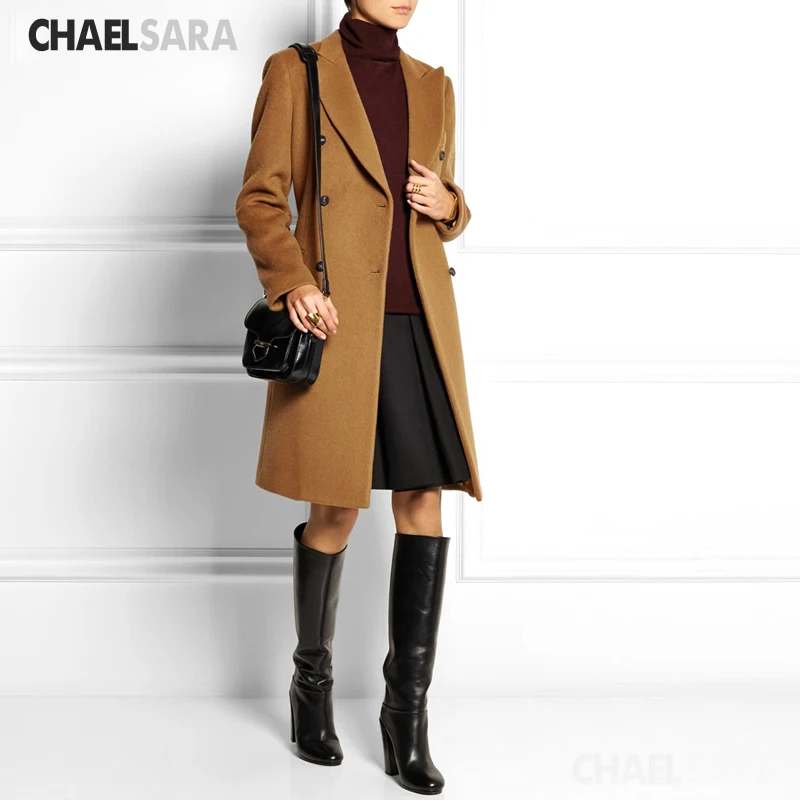 Winter Wool Coat Women Europe Style Casaco Feminino Ladies Autumn Winter Fashion Double Breasted Slim Long Woolen Coat