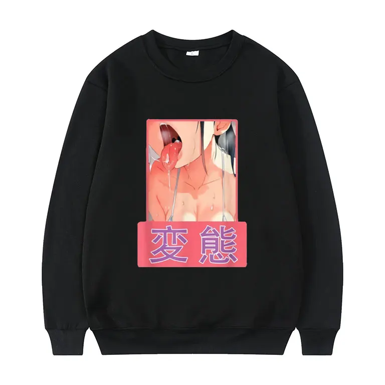 

Hentai Lewd Ahegao Girl Anime Style for Otaku Pullover Unisex Funny Pullovers Woman Fashion Sweatshirt Women Harajuku Streetwear