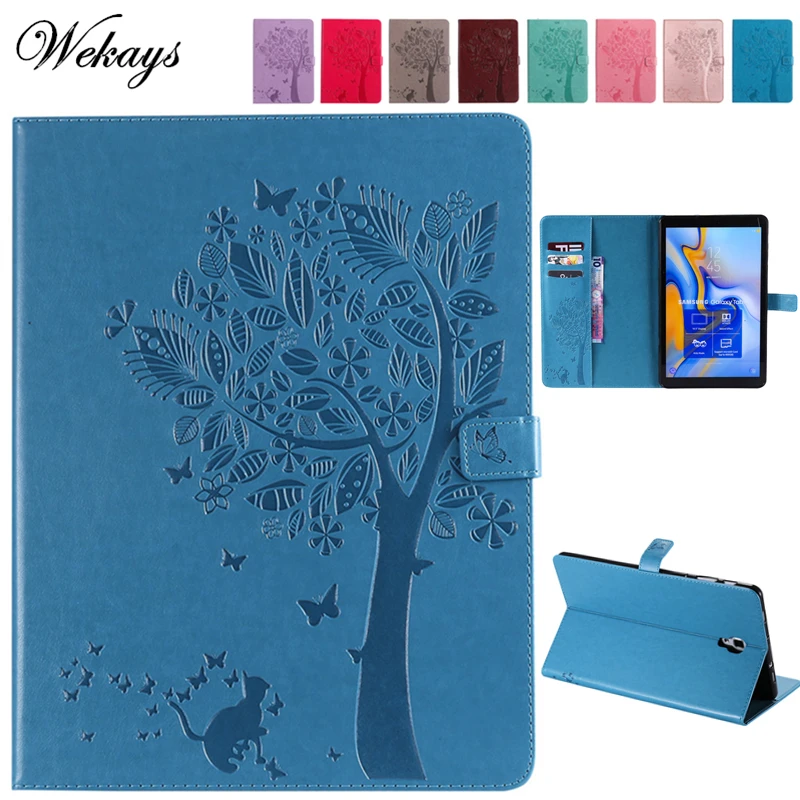 Wekays для samsung Tab A2 10 5 кожаный чехол с рисунком кота дерево Coque Galaxy A дюймов 2018 T590 T595