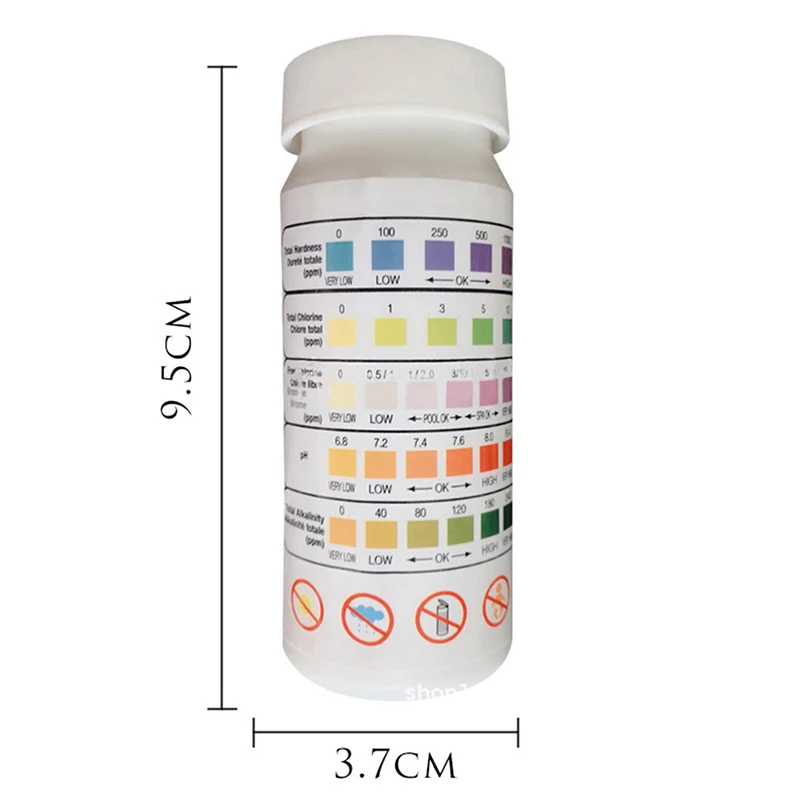 

50pcs Strips 6 in 1 Swimming Pool PH Test Paper Residual Chlorine Value Alkalinity Test Strip