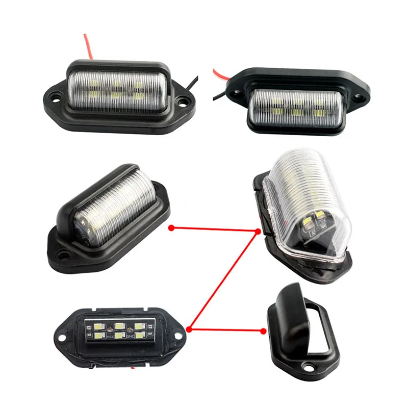 

2 Pcs Waterproof 6 LEDs License Plate Light Rear Light Trailer Step Lamp for Car Boat RV Truck 12V License Plate Light/