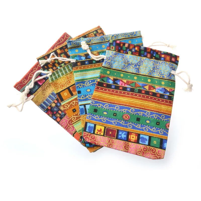 20Pcs/lot Ethnic Wind Cotton Gift Bag Packing Jewelry 10x14cm Drawstring Pouch Cosmetic Wedding Candy Wrappling Reusable Sachet | Дом и сад