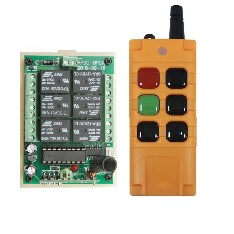 

24V 6CH Wireless Remote Control LED Light Switch Relay Output Radio No number 2000m RF Transmitter 315/433 MHz Receiver