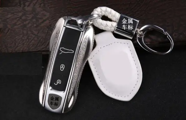 Silver Ключ с бриллиантами кольцо сумка крышка брелок декорация ключ чехол для Porsche Panamera Cayenne - Название цвета: Silver