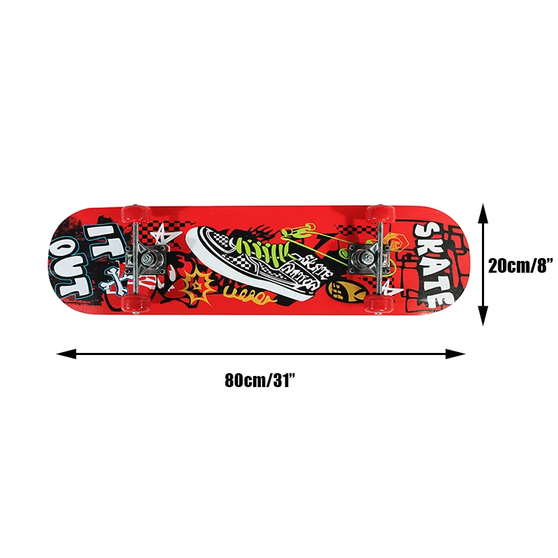 

80cmx20cm Skateboard Double Rocker Board Maple 4 Wheels Beginnner Teenager Figure Skating 7 Layer Double Maple Board