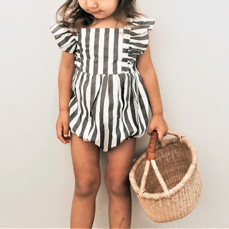 2019 милое боди с рукавами крылышками для новорожденных открытой спиной и рюшами девочек летнее цельное в