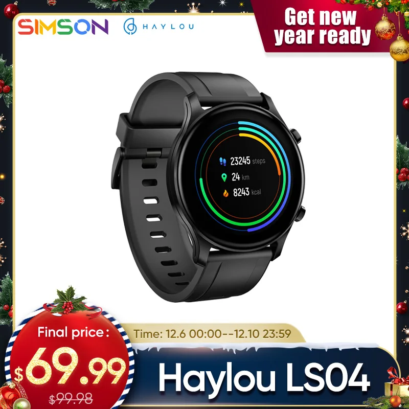 Haylou RS3 LS04 Smart Watch Health Monitor SpO2 Tracking AMOLED Display Sony GPS Water-Resistance 14 Modes Sport Watch