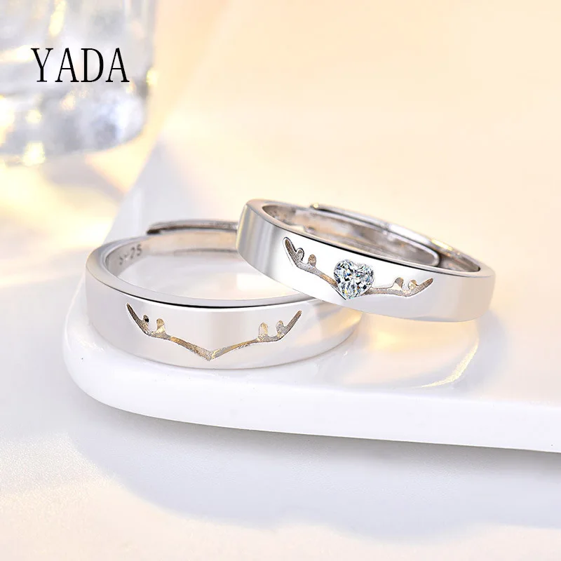 YADA подарки кристалл лося рога кольца для мужчин и женщин полые влюбленные пары